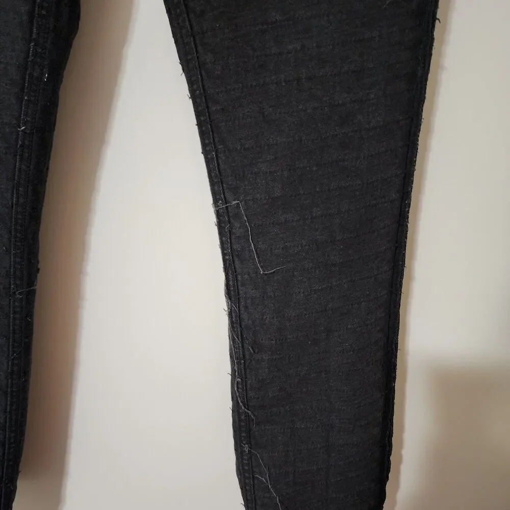 Jaded London Black Distressed Shredded Straight Leg Denim Jeans Size 30 31